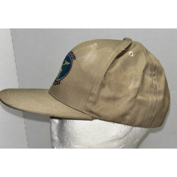 VTG Reagan Library Air Force One Cap Navy Command Caps Tan Adjustable USA Made - Picture 3 of 8